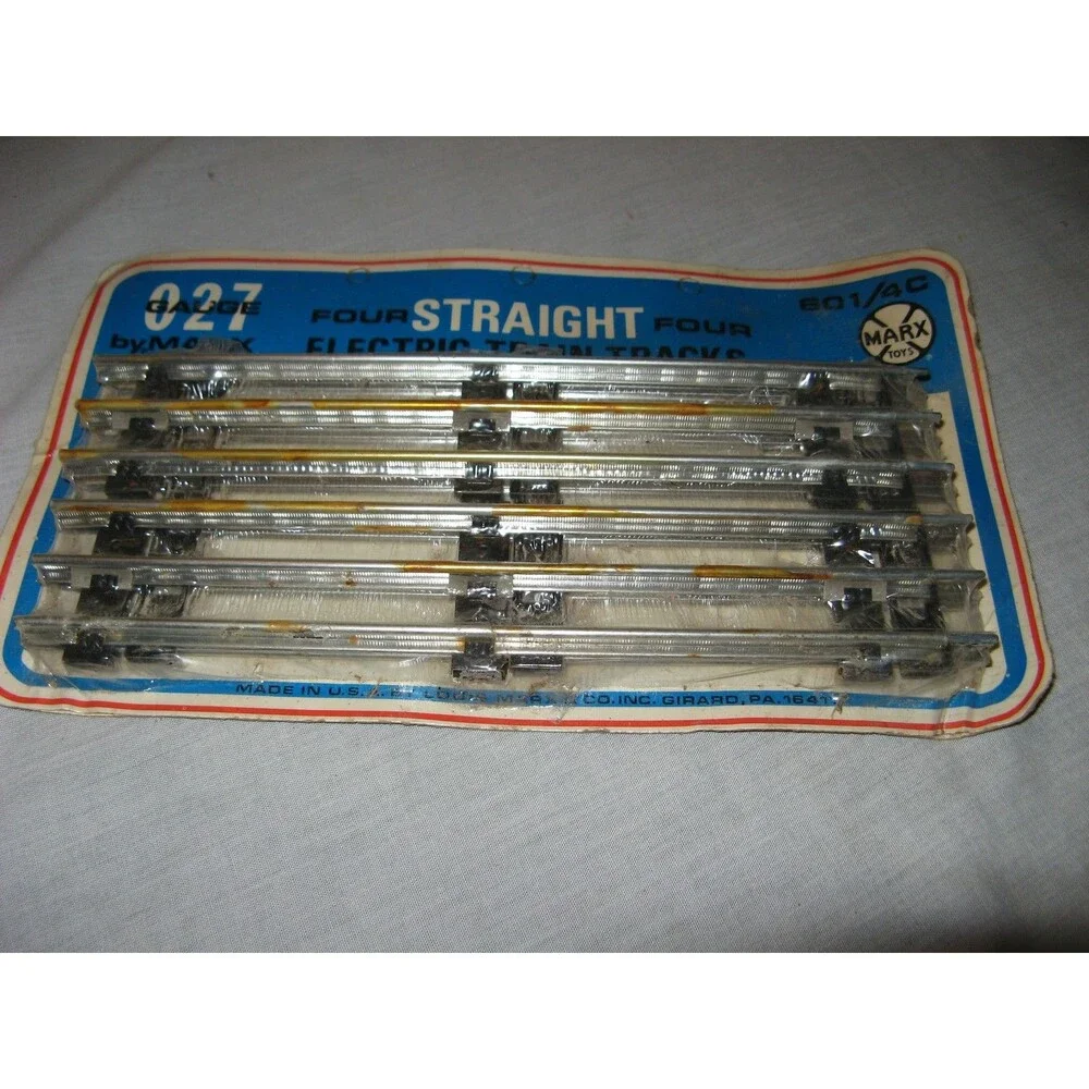 VINTAGE MARX 027 Gauge Four Straight Electric Train Tracks USA New Sealed 601/4C